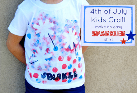 4th of July Crafts for kids: Sparkler T Shirt