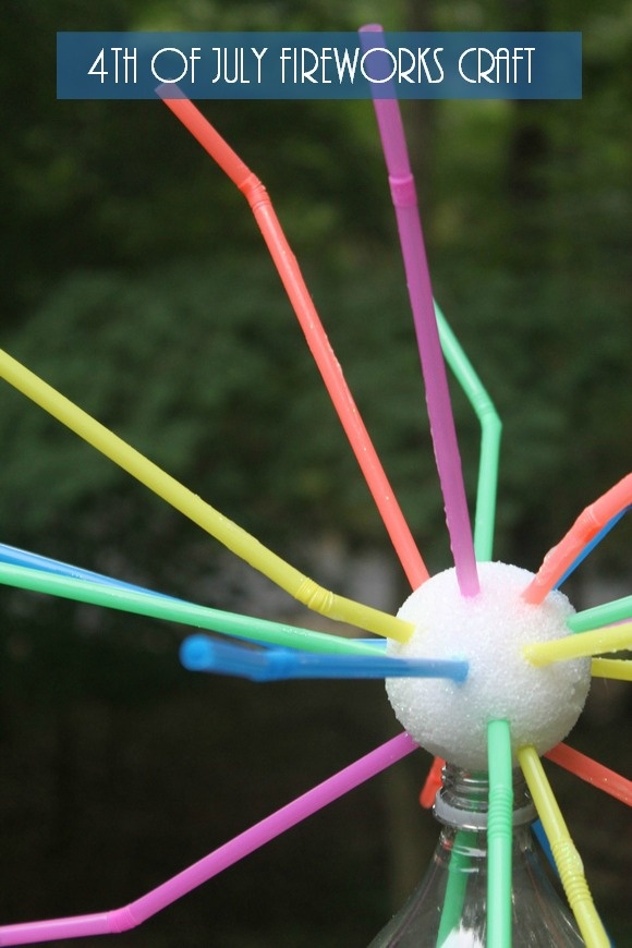 Super easy 4th of July Craft for Kids: Glow-in-the-Dark Straw Fireworks