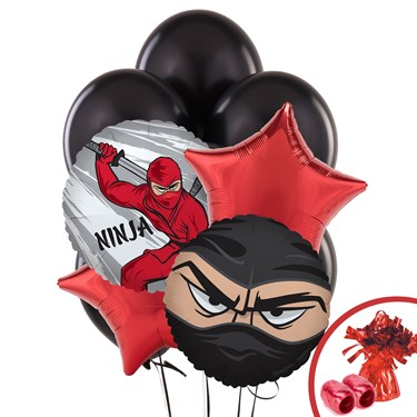 Ninja Warrior Party Balloon Bouquet; Ninja Birthday Party Ideas For Preschoolers
