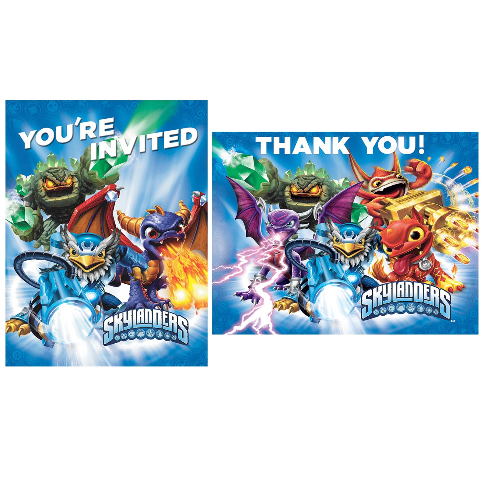 Skylanders Party Supplies: Invitations Thank-You Postcards