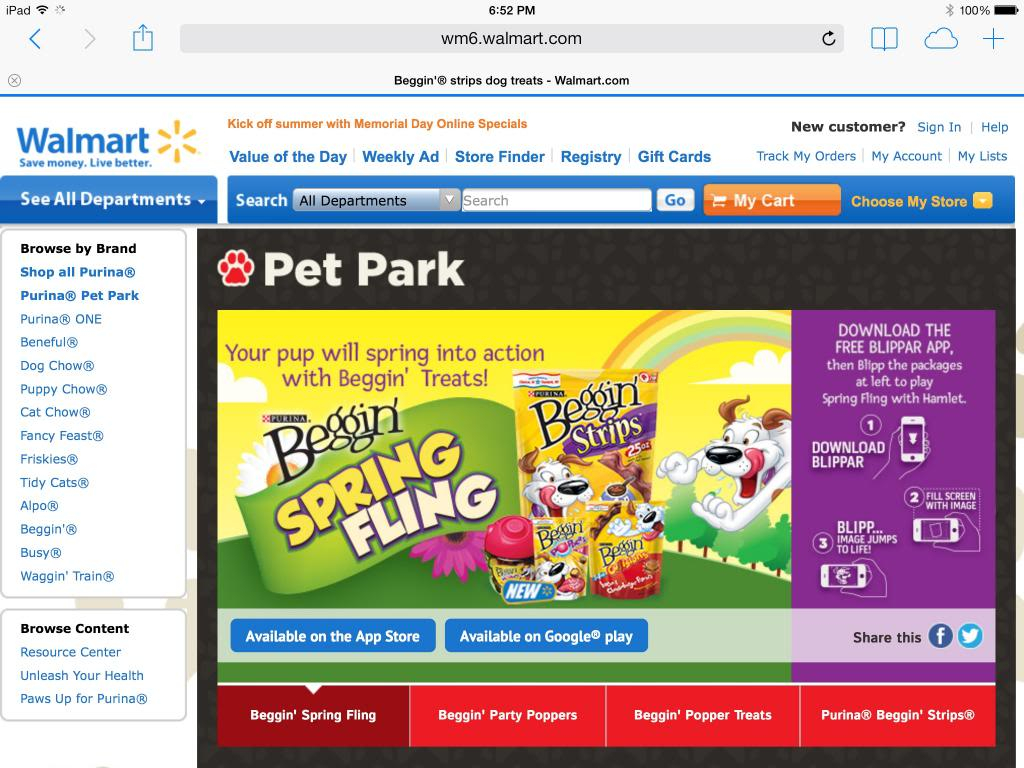 Purina Pet Walmart website