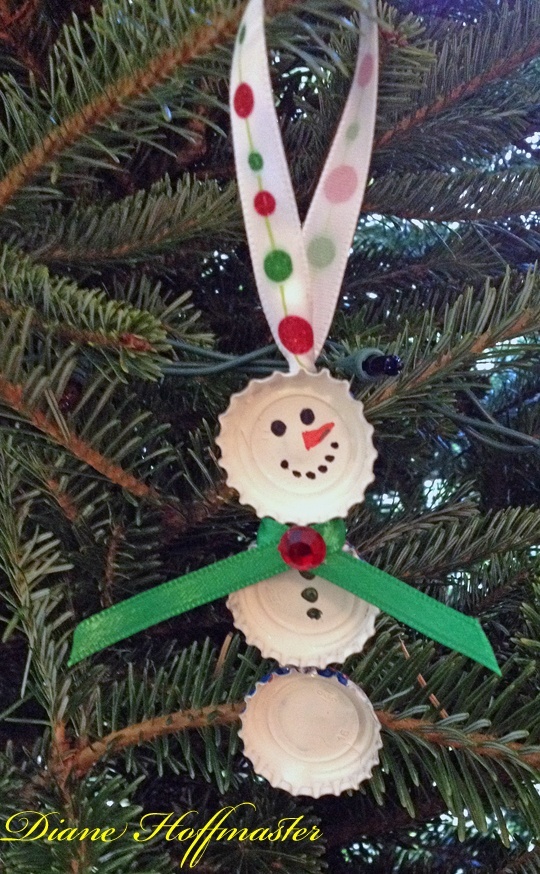 Bottle Cap Easy Snowman winter crafts for kids