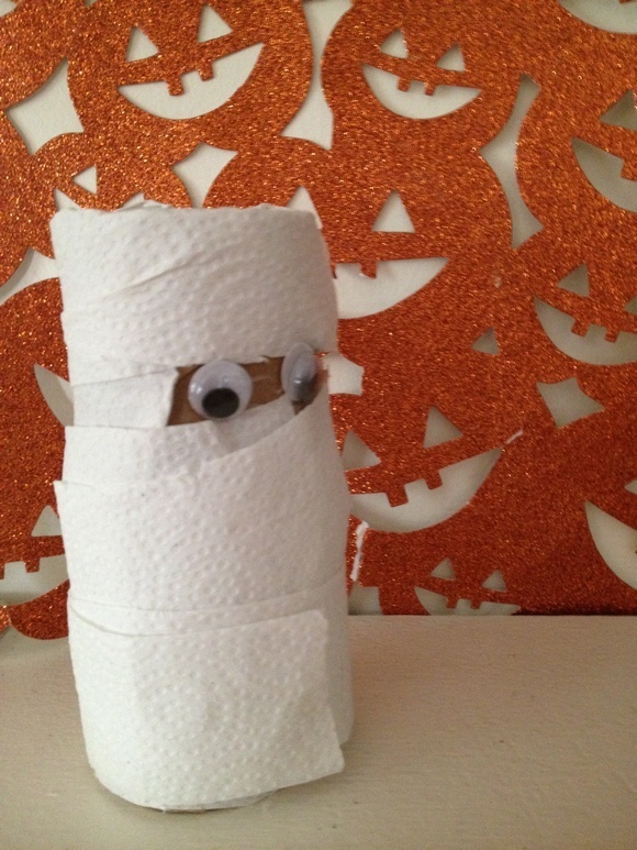 Craft With A Child For Halloween From Rolls Of Toilet Paper And Colored  Paper. Step-by-step Instructions For Ready-made Crafts Stock Photo, Picture  and Royalty Free Image. Image 173547716.