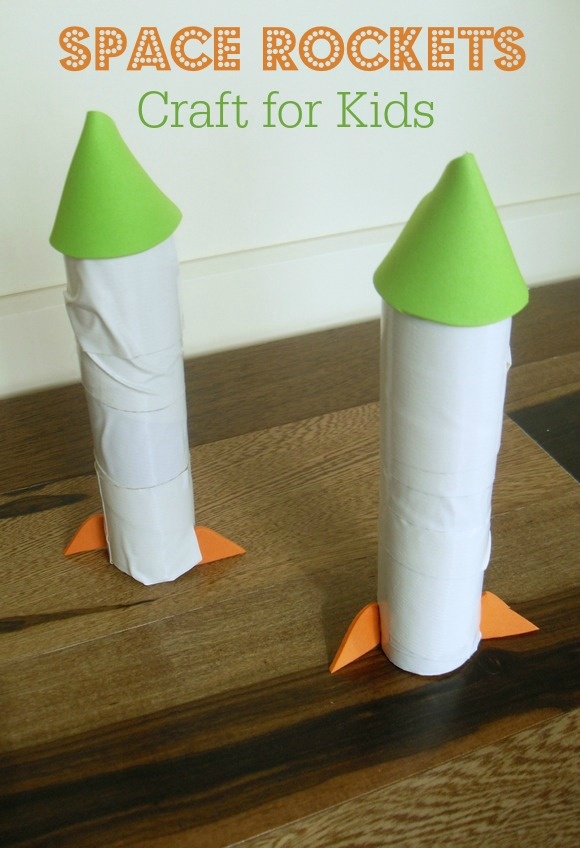 Outer Space Party Craft for Kids: Paper Towel Tube Space Rockets