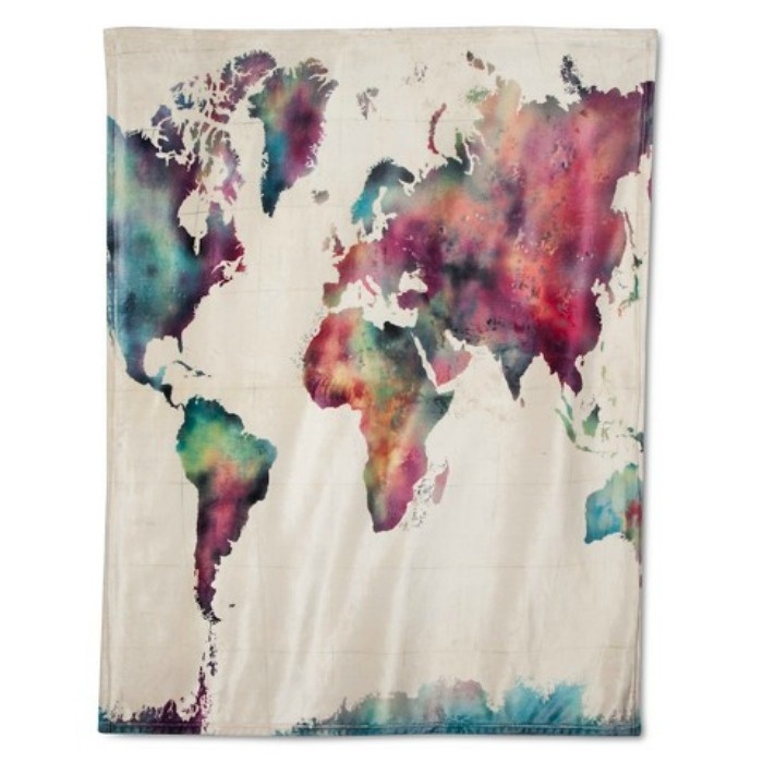 Mother's Day Gift Ideas: Watercolor Map Throw Blanket