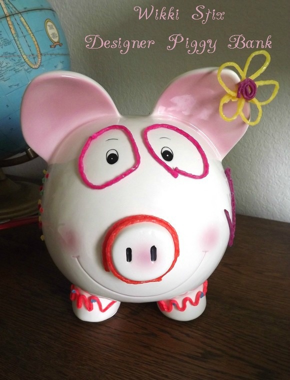 Wikki Stix Designer Piggy Bank Review: Teach Kids about Money with an Adorable Wikki Stix Designer Bank!