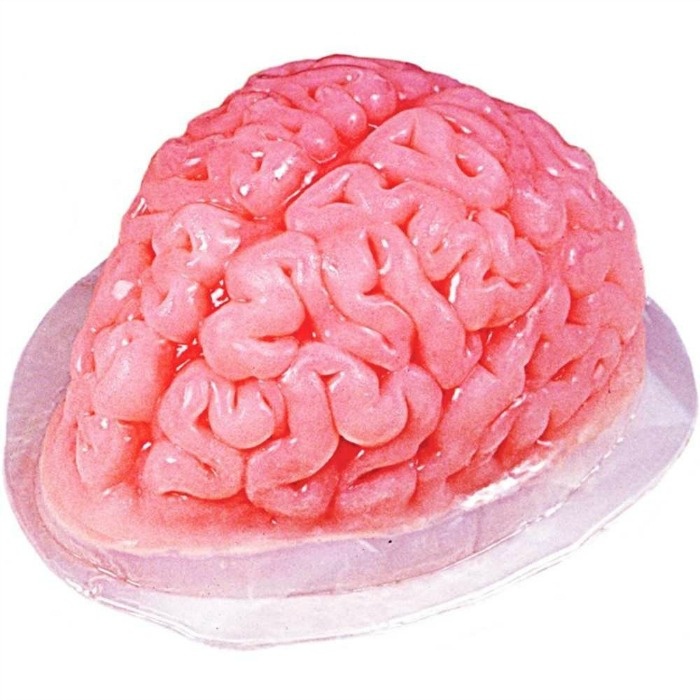 Gelatin brain mold for your Zombie party.