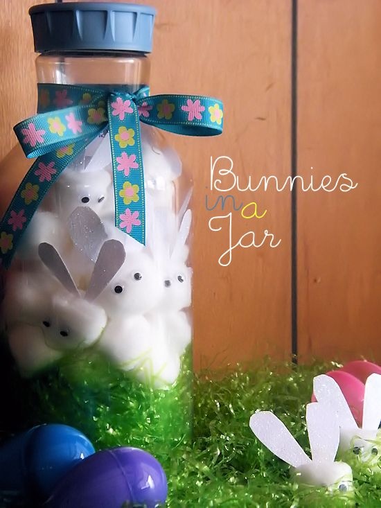 10 Fun Easter Crafts for Kids- Bunnies in a Jar
